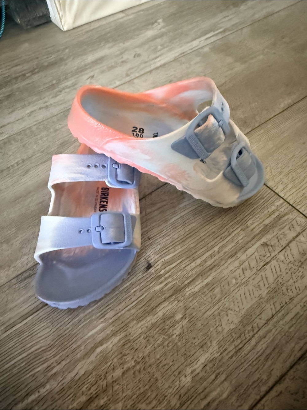 Birkenstock Arizona EVA Kids Coral Peach Swirl Sandals US 10 EU 28 Narrow
